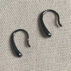 Tiny Black Teardrop Hook Earrings – Minimalist